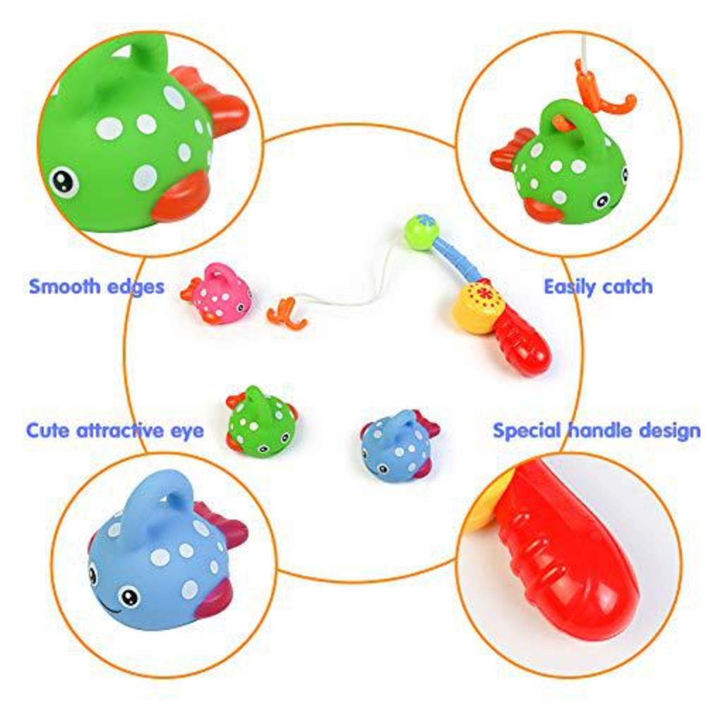 fajiabao fishing games bath toys for toddlers 1-3 water table bathtub pool kits water toy shower colorful floating fish with 