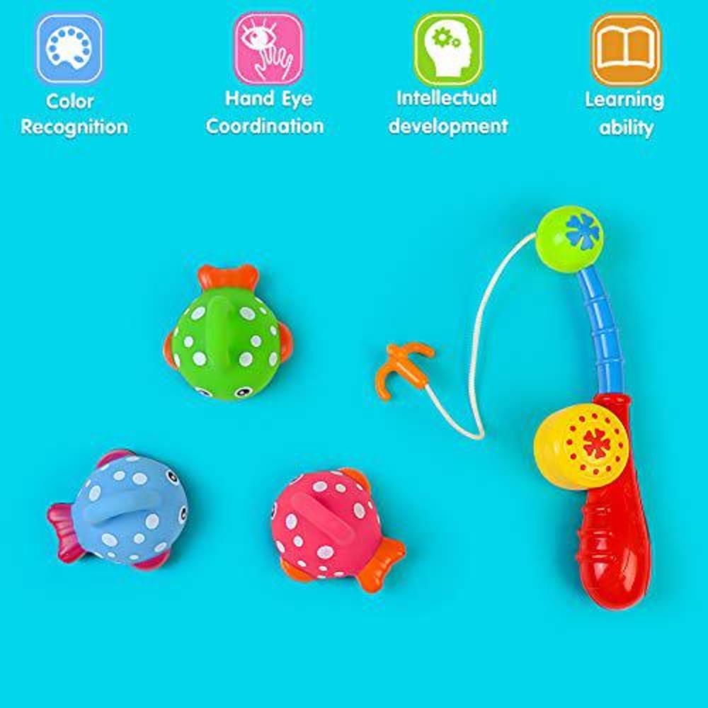 fajiabao fishing games bath toys for toddlers 1-3 water table bathtub pool kits water toy shower colorful floating fish with 