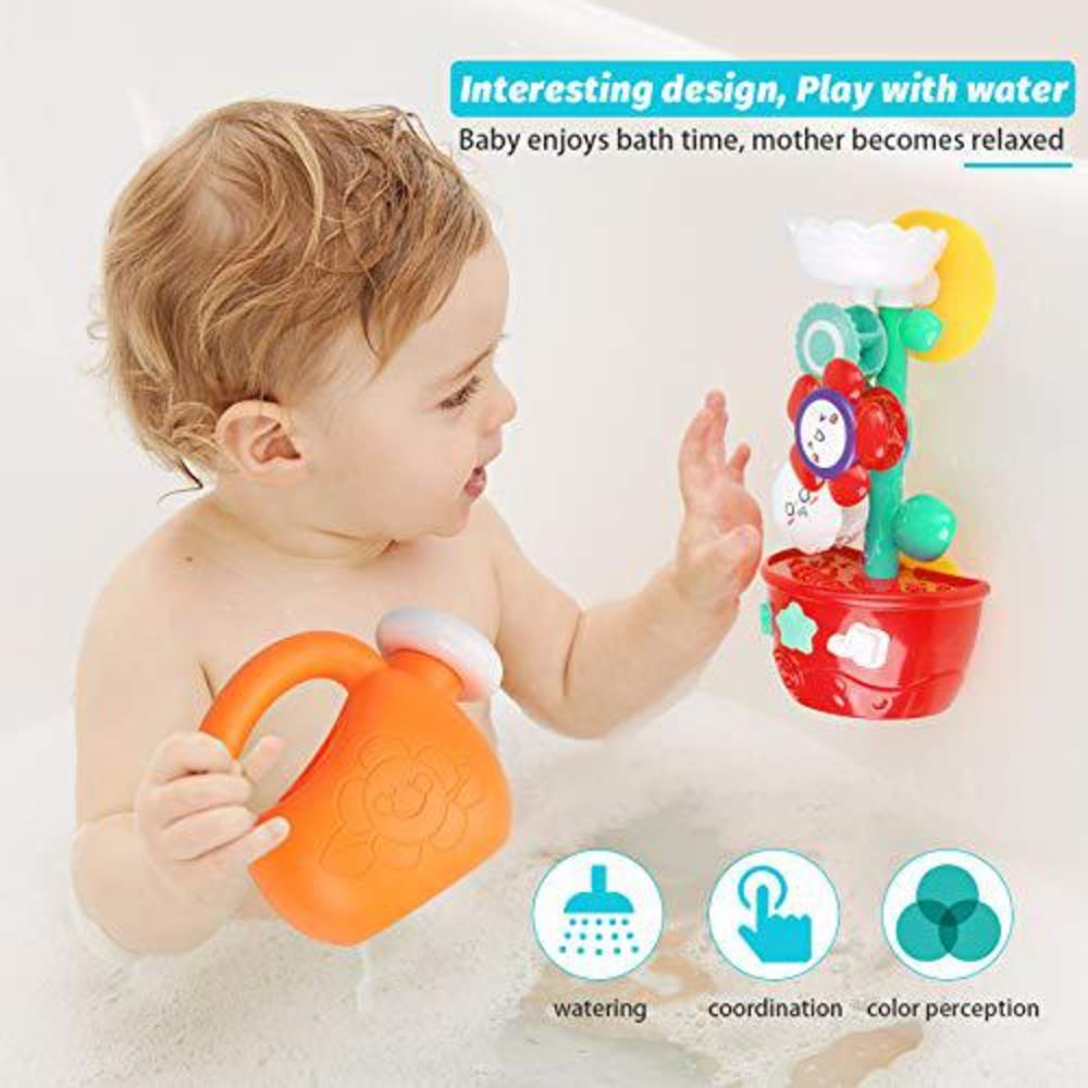goodlogo flower bath toys bathtub toys for toddlers babies kids 2 3 4 year old girls boys gifts with 1 mini sprinkler 2 toys 