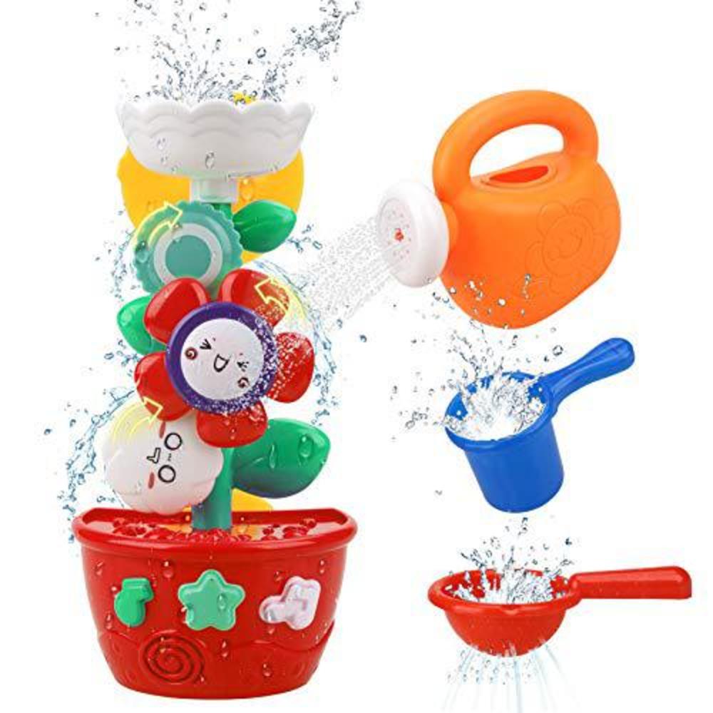 goodlogo flower bath toys bathtub toys for toddlers babies kids 2 3 4 year old girls boys gifts with 1 mini sprinkler 2 toys 