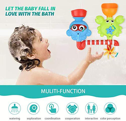 Goodlogo Bath Toys Bathtub Toys for 1 2 3 4 Year Old Kids Toddlers Bath Wall Toy Waterfall Fill Spin and Flow Non Toxic Birthday Gift Ideas Color Box