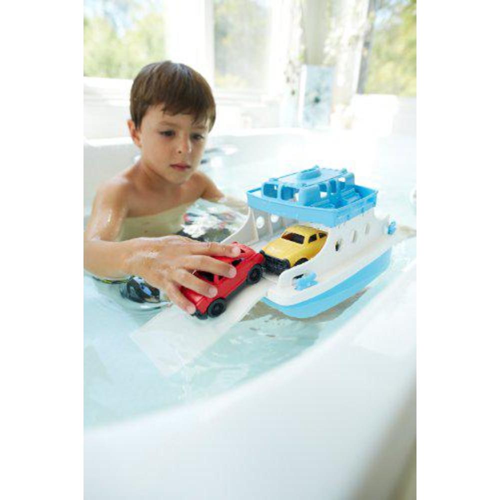 green toys ferry boat with mini cars bathtub toy, blue/white, standard