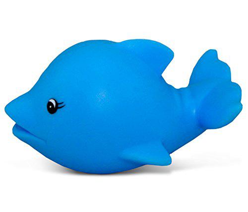 Puzzled dollibu dolphin bath buddy squirter - floating blue dolphin rubber bath toy, fun water squirting bathtime play for toddlers, 