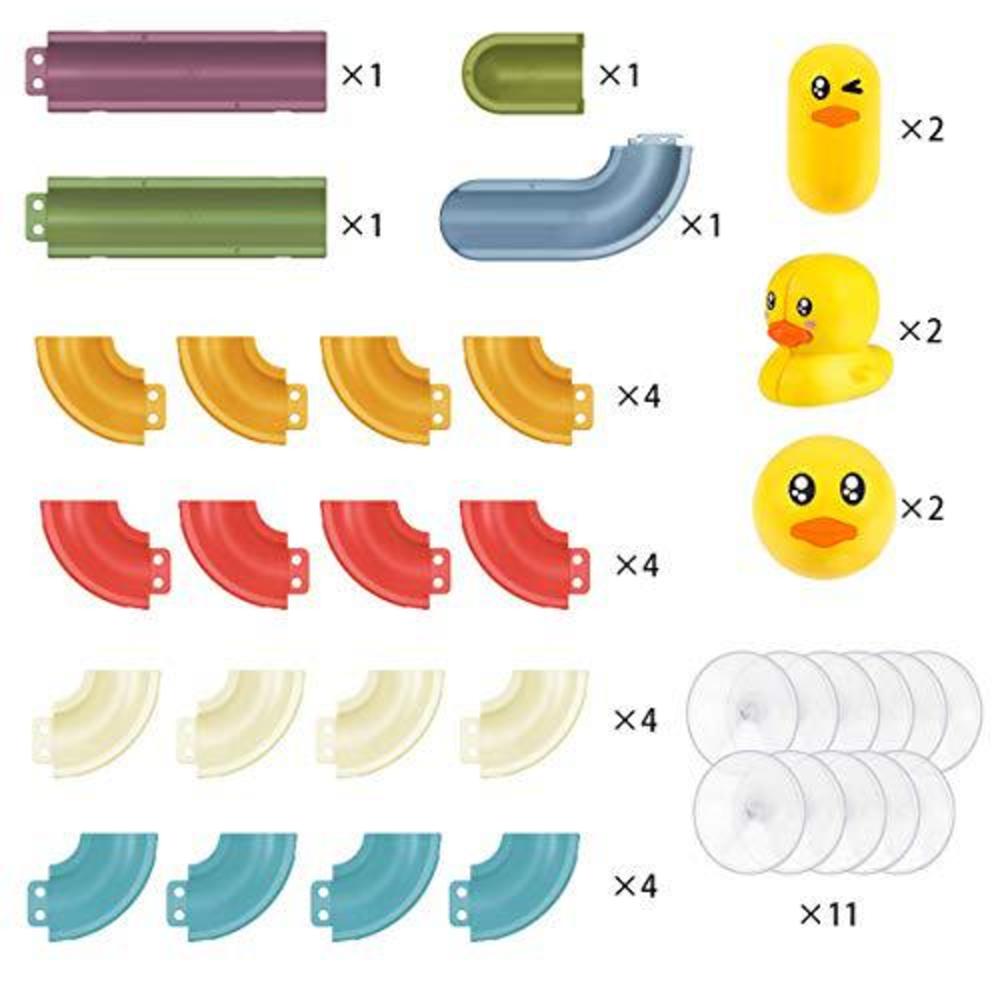 Think Wing bath toys water balls tracks for kids for wall bathtub toy slide for toddlers 3 4 5 6 years 37 pcs diy take apart set shower 