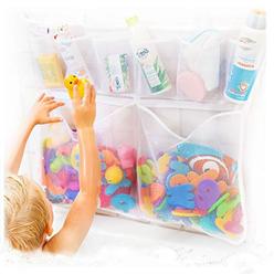 Tub Cubby Original Tub cubby Really Big Bath Toy Storage for Baby Toys with Suction & Adhesive Hooks, 30x23 Mesh Net Shower caddy for Bath
