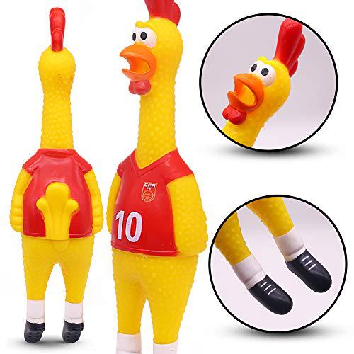 POPLAY 15inch rubber chicken squeeze chicken prank novelty pet toys