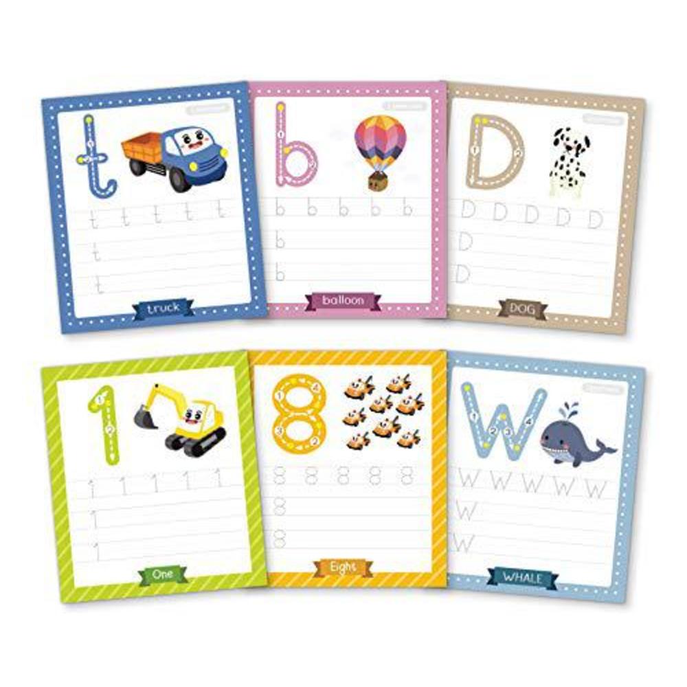 Apostrophe Games alphabet & number tracing cards, reusable, dry erase, upper & lower case, 31 large reusable cards, repetitive tracing alphabe