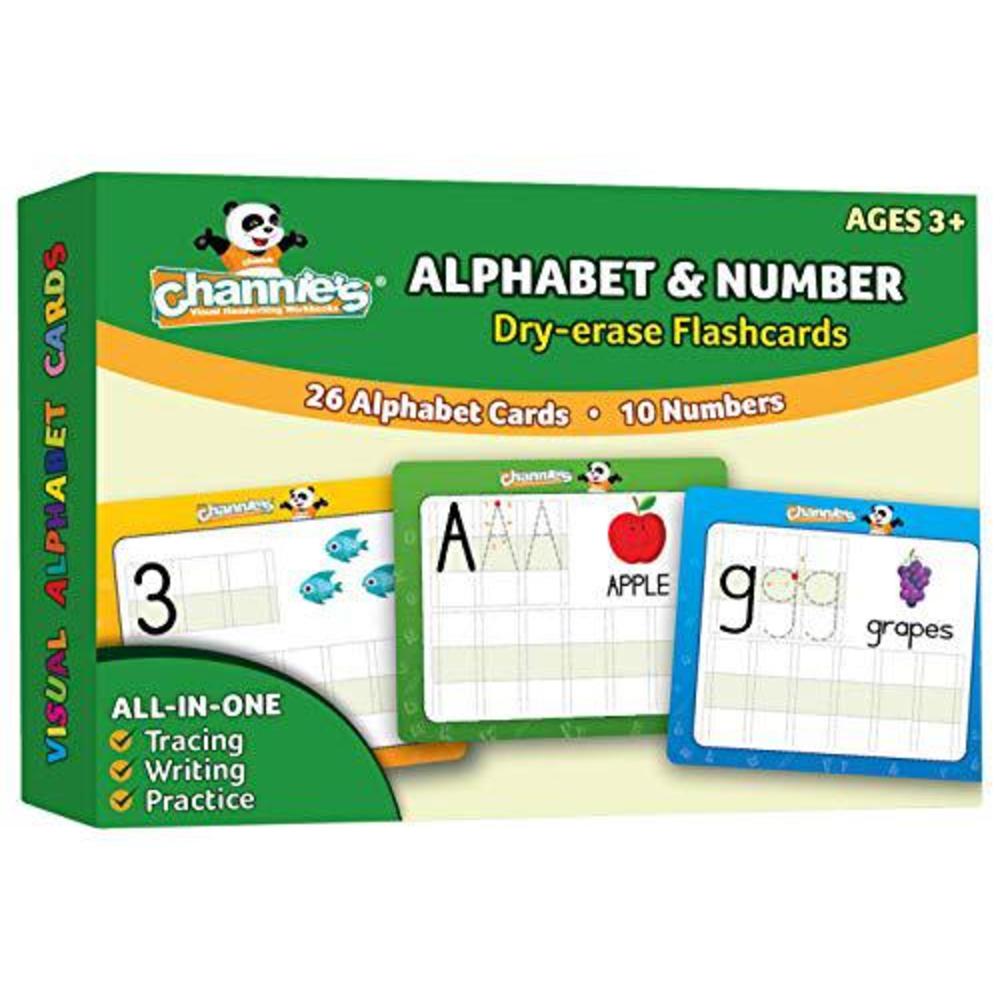 channie\'s channie's dry erase alphabet/number flash cards, 5.5w x 4.25 l x 0.25h, white, model:b500