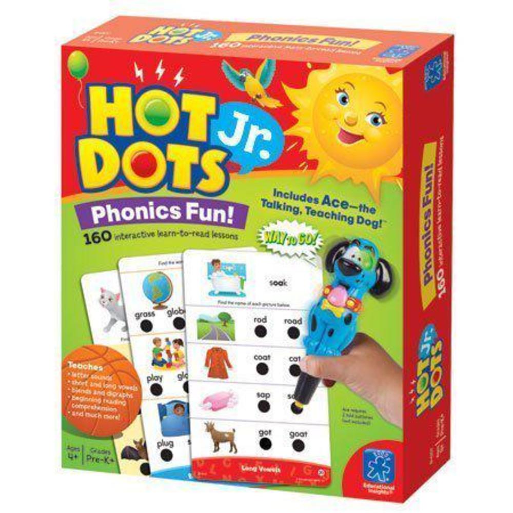 educational insights hot dots jr. phonics fun set with interactive pen, learn to read workbook, 160 lessons for homeschool & 