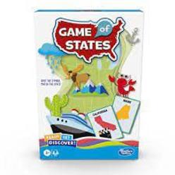 Hasbro games of states card game - look on the map to match the states and cards, ages 3+