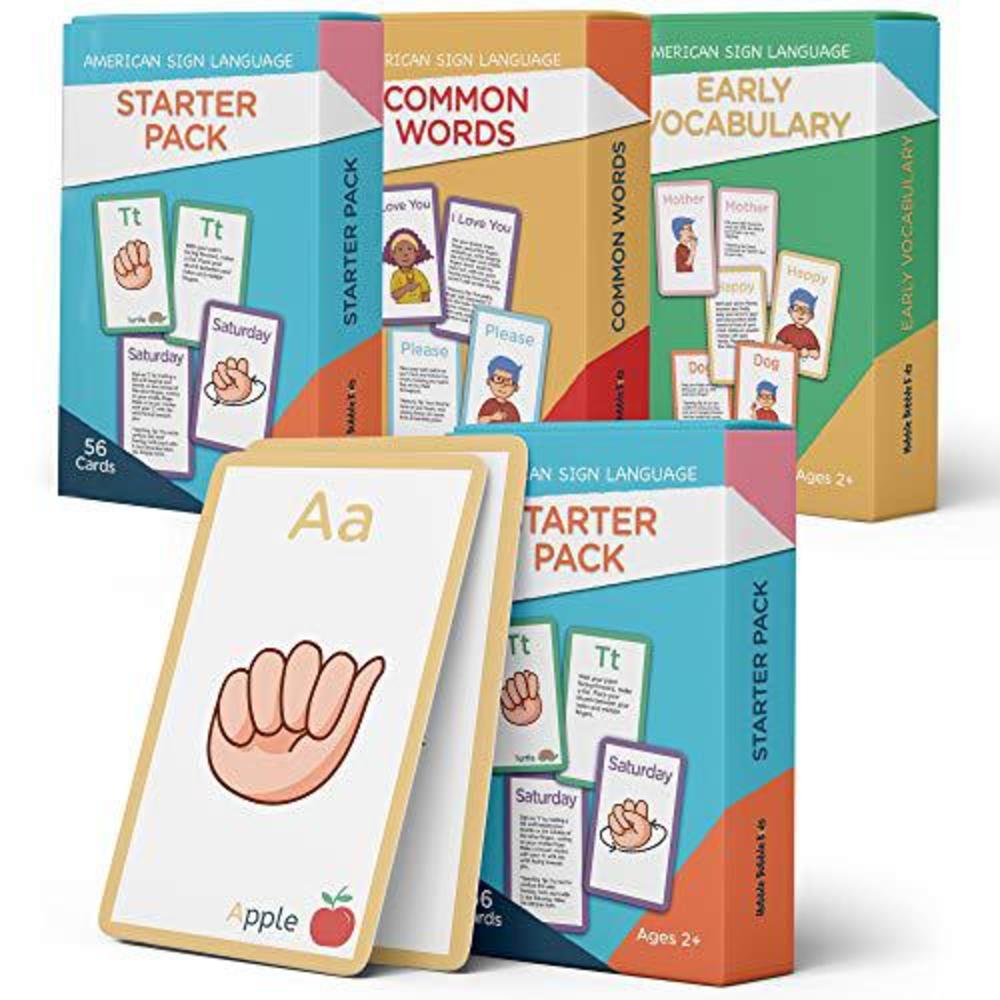Hubble Bubble Kids american sign language flash cards for kids - 180 asl flashcards to teach your baby, toddler or kid asl