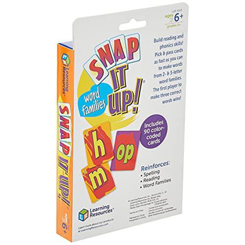 learning resources snap it up! phonics & reading card game, homeschool, reading game, 90 cards included, ages 6+