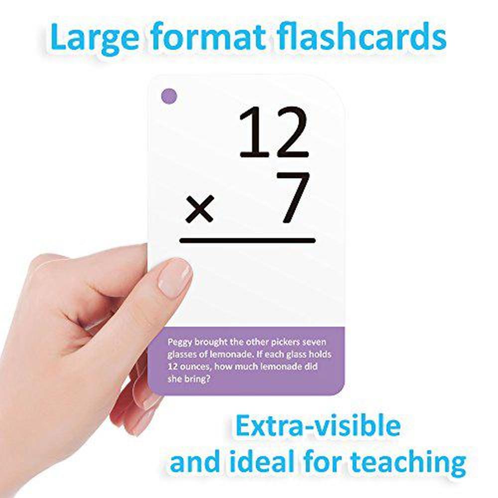 Pint-Size Scholars multiplication math flash cards with word problems - includes 175 self-checking cards, all facts 0-12 for early grade teachin