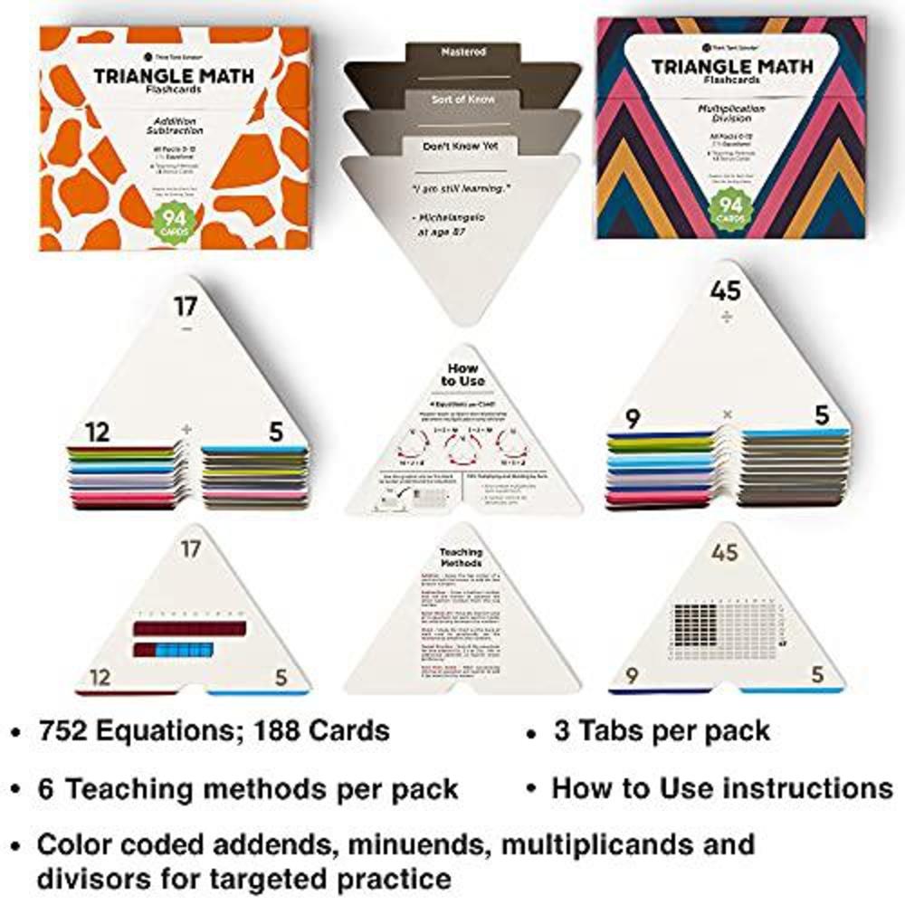 think tank scholar triangle math 752 equations (all facts 0-12 box set): addition, subtraction, multiplication, division flas
