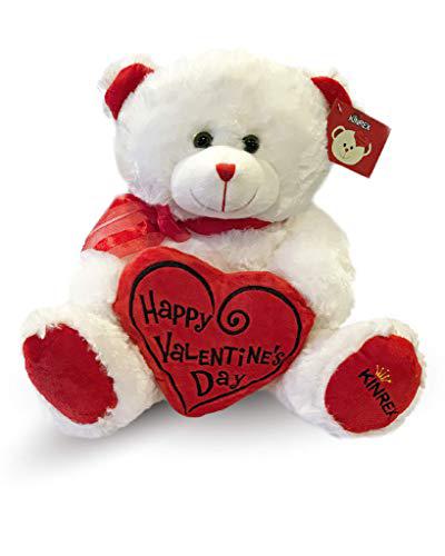 kinrex happy valentine?s day stuffed teddy bear- teddy bear to gift for valentine?s day for couples- white valentines big ted
