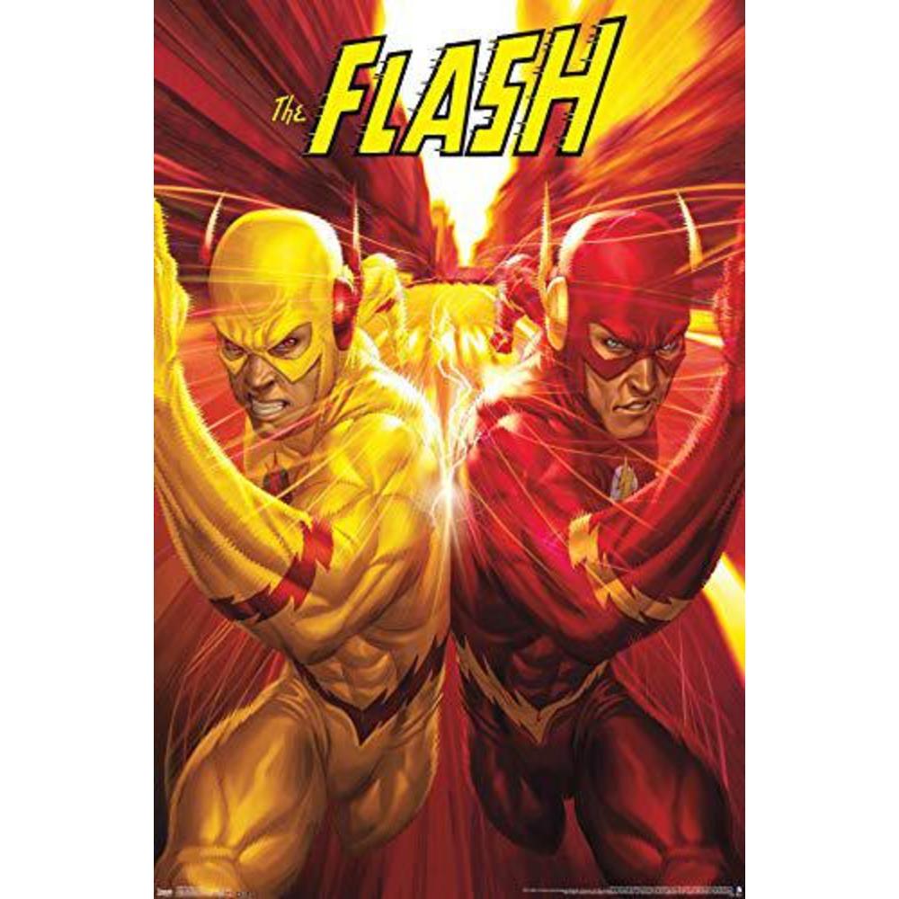 trends international dc comics reverse flash-race wall poster, 14.725" x 22.375", premium unframed version