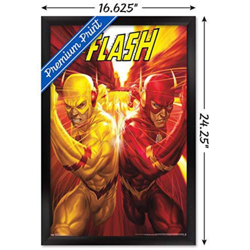 trends international dc comics reverse flash-race wall poster, 14.725" x 22.375", black framed version