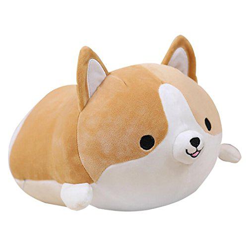 Levenkeness corgi dog plush pillow, soft cute shiba inu akita stuffed  animals toy gifts (brown, 11.8 in)