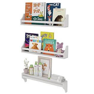 Bgt Nursery Dcor Wall Shelves 3 Shelf, White Floating Bookshelves