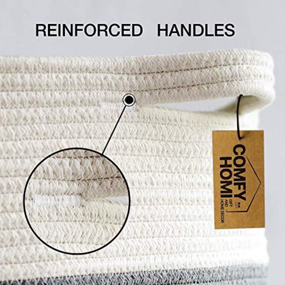 comfy-homi 2pc blanket baskets living room 21''x21''x13.6'' woven rope basket laundry hamper baby nursery storage organizer l