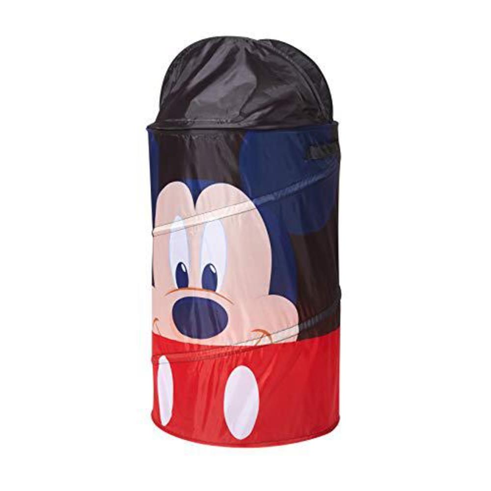 idea nuova disney mickey mouse 3 piece collapsible storage set with collapsible ottoman, bin and figural dome pop up hamper, 