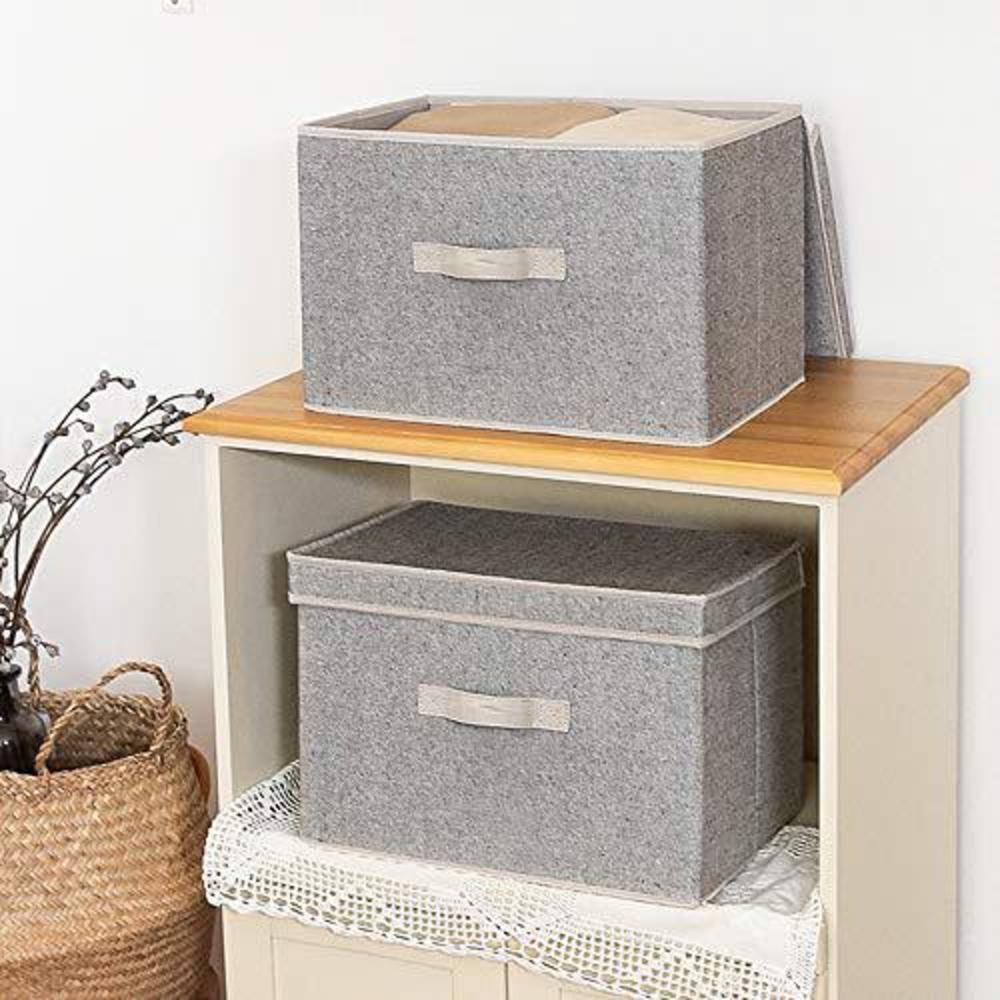 storageworks decorative storage boxes, storage basket with lid and handles, gray, large, 2-pack
