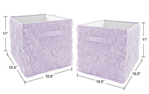sweet jojo designs purple floral rose foldable fabric storage cube bins boxes organizer toys kids baby childrens - set of 2 -