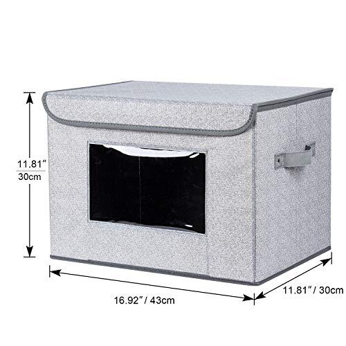 univivi foldable storage bin [4-pack] fabric storage boxes with lids large closet organizers for nursery bedroom home (gray, 