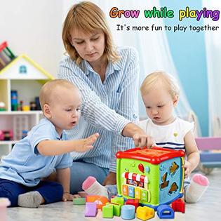 BOZTX 6 in 1 multipurpose activity cube baby toys 12-18 month baby toys 6 12 month musical color shape sorter toy gift for 1 2 3 ye