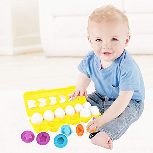 j-hong matching eggs-educational color & shape recognition sorter puzzle skills study toys, for easter travel game early lear