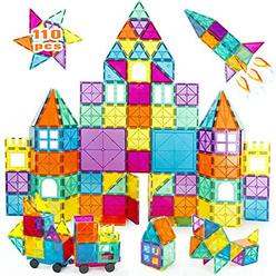neoformers magnetic building tiles, 110 pcs 3d magnetic building blocks set for kids, stem educational preschool magnet toys 