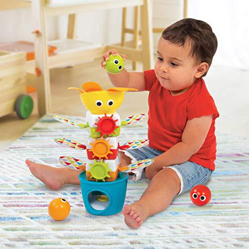 yookidoo babies musical tumble ball stacker toy. colorful sensory toddlers stem enhancing game. battery operated stacking tum