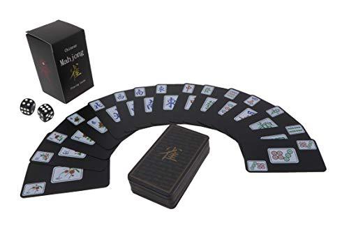 funrarity chinese mahjong cards deluxe set 144 playing cards with 2 dice and travel bag (mah jong, mahjongg, mah-jongg, mah j