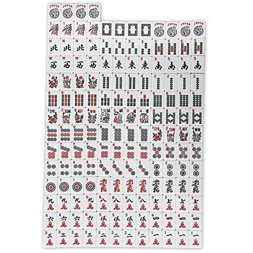 hndtek american mahjong set - black paisley soft bag - 166 white engraved tiles, 4 all-in-one rack/pushers western mah jongg 