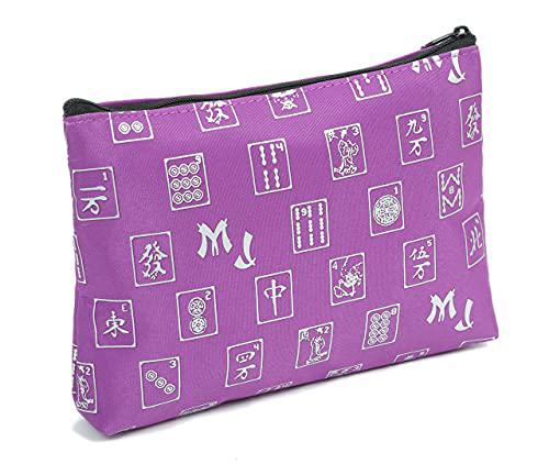 Mah Jongg Direct mah jongg purple logo pattern 3 zipper mah jong purse for mahjong card
