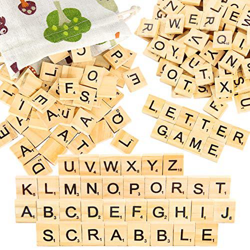 Pinowu 200pcs wooden letter tiles for scrabble crossword game - pinowu wood scrabble letters replacement for diy craft gift decorati