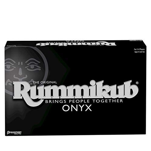 Pressman Toy rummikub onyx edition - sophisticated set with unique black rummikub tiles and vibrantly-colored engraved numbers by pressman