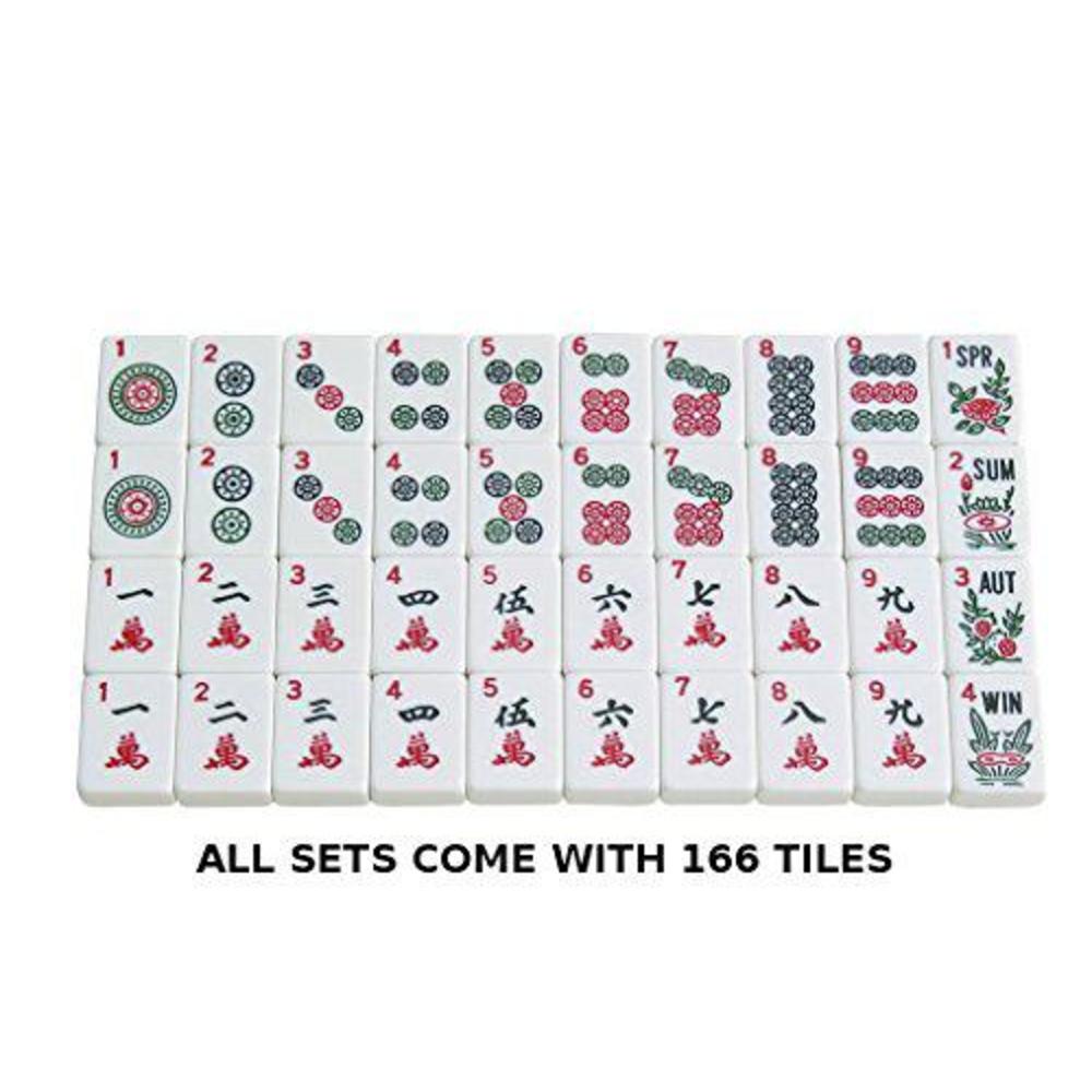 White Swan Mah Jongg american mah jongg set by white swan - 166 white engraved tiles - 4 x all-in-one rack/pushers - aluminum case - red
