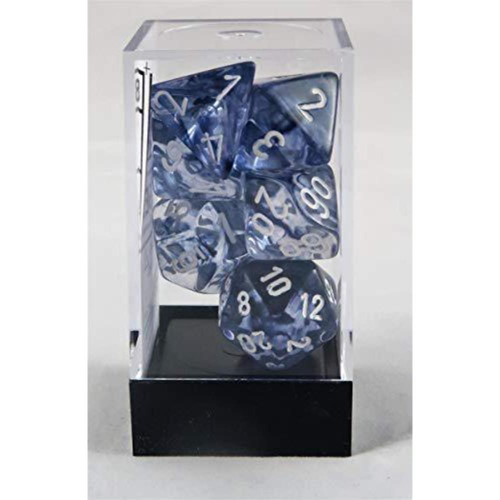 chessex polyhedral 7-die nebula dice set - black with white