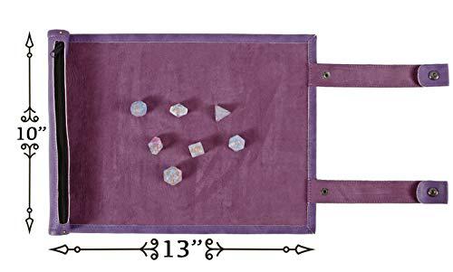 forged dice co. scroll dice tray and rolling mat with zippered dice holder - storage pouch holds up to 14 metal or plastic po