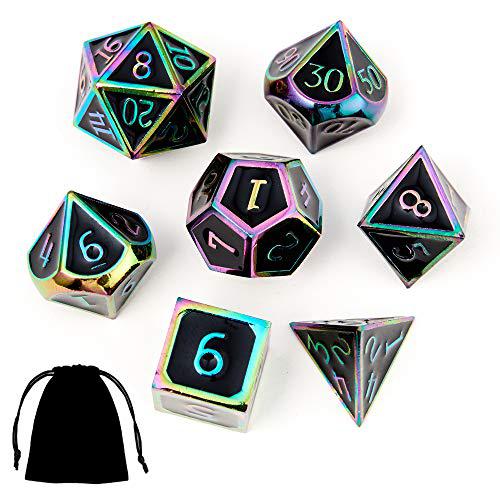 MS hong dungeons and dragons metal dice set dnd 7pieces solid dice with gift dice bag for d&d pathfinder roll playing games dice boar