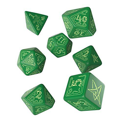q-workshop call of cthulhu: black and green dice, set of 7