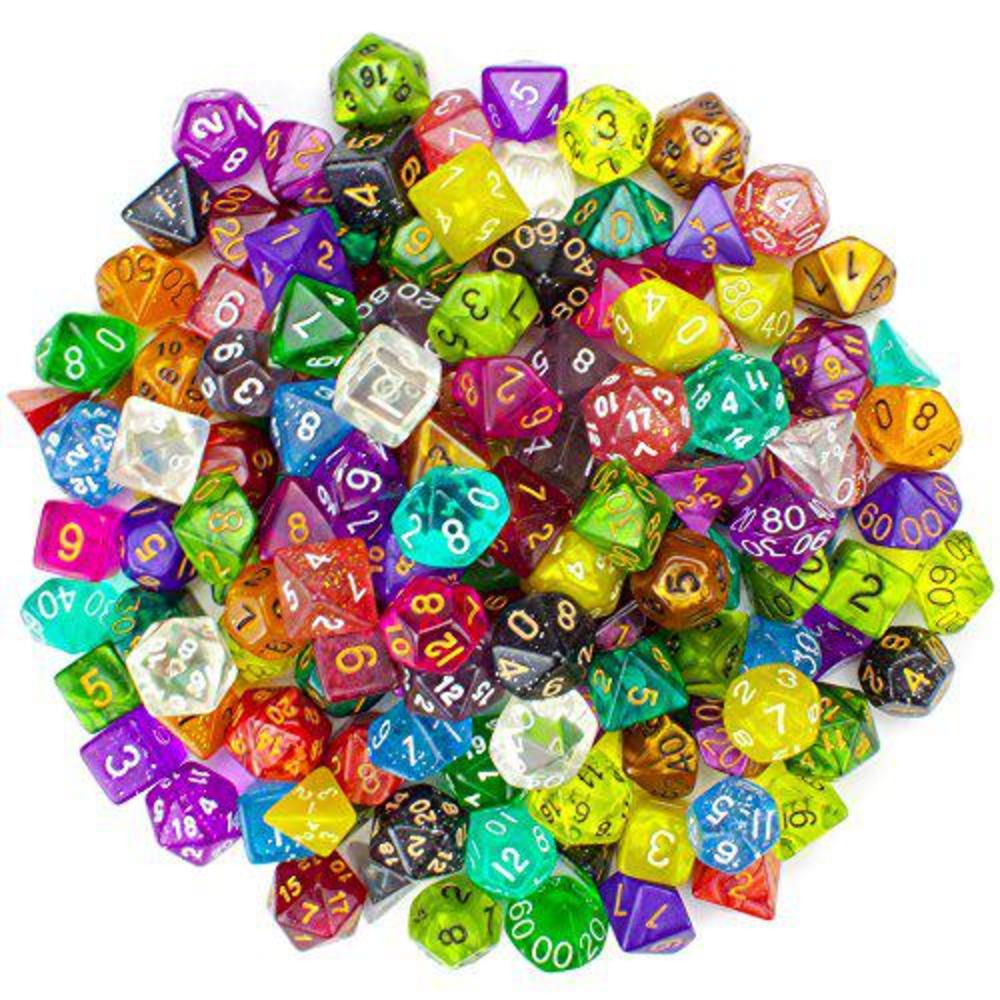 Wiz Dice dice master bundle - includes 100 wiz dice polyhedral rpg variety pack dice set & 12" wooden octagon roller tray accessories 