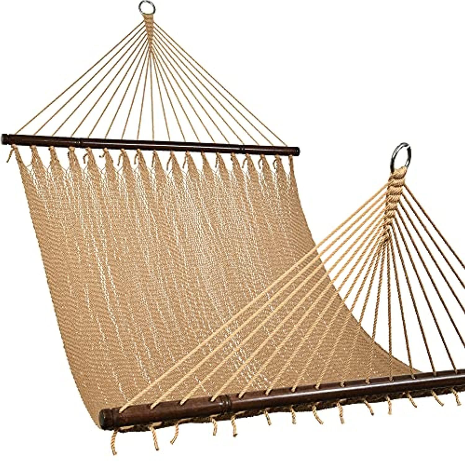 Lazy daze Hammocks lazy daze 2-person caribbean rope hammock, hand woven polyester rope with spreader bars for beach, backyard, patio, 450 lbs w