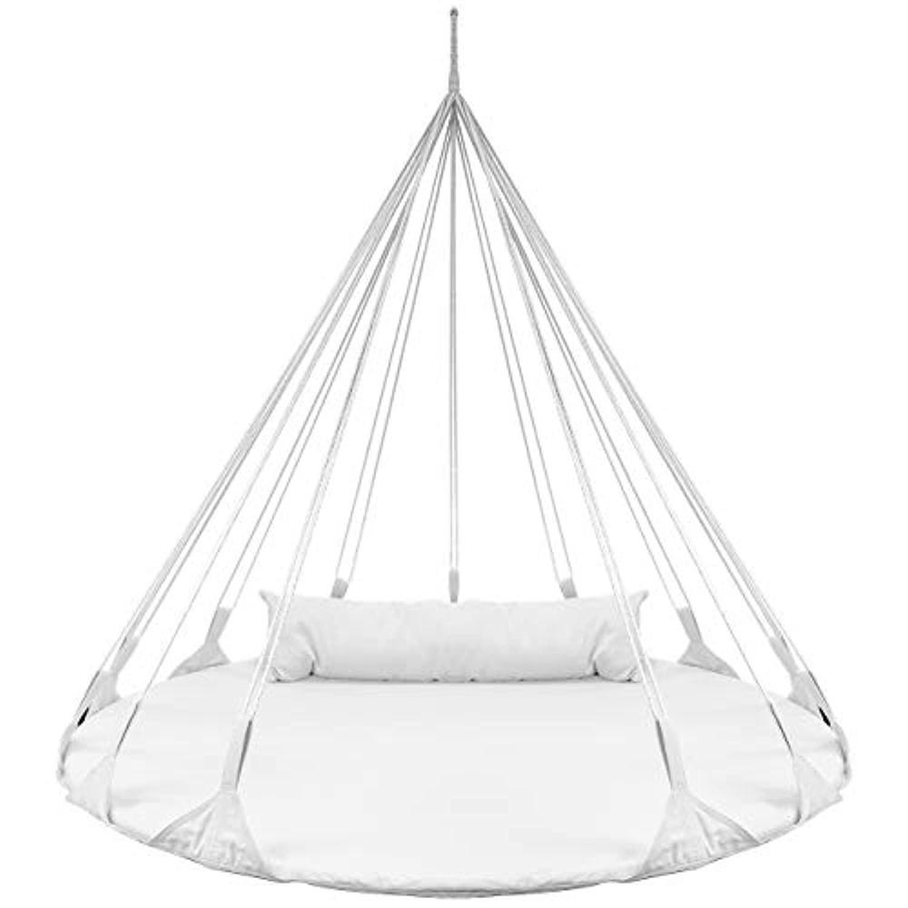 sorbus hanging swing nest with pillow, double hammock daybed saucer style lounger swing, 264 pound capacity, for indoor/outdo