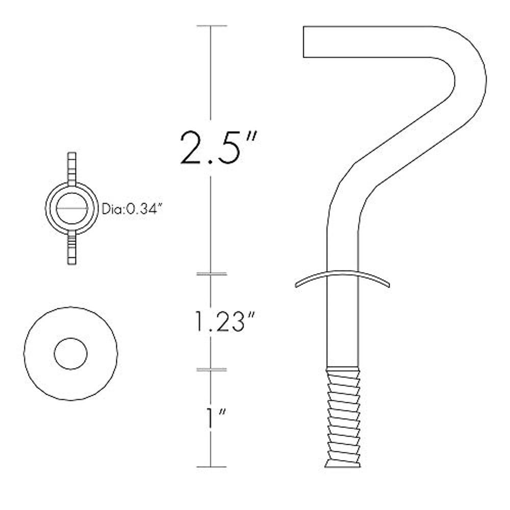 ugotfeels zinc heavy-duty hooks holding hammock fit 5/16 inch dia. 1-1/2 inch long hole on hammock stand - 2 packs