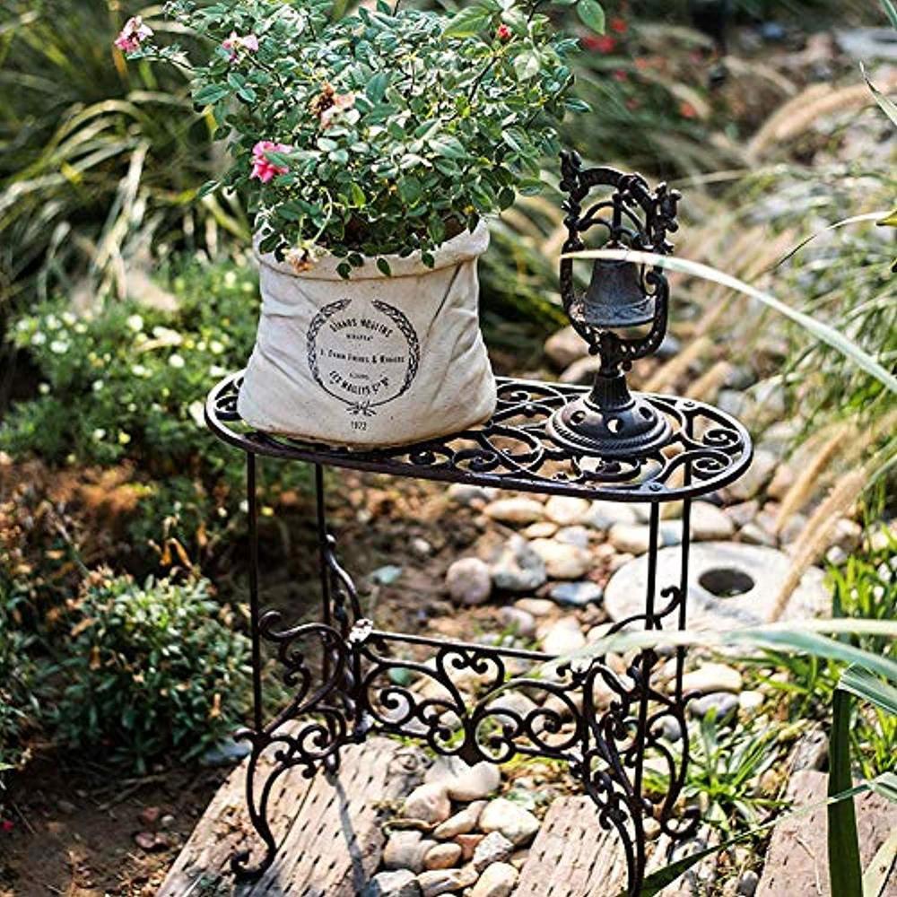 sungmor heavy duty cast iron potted plant stand garden table - 22.6in. 1 tier metal stands - decorative & vintage style indoo