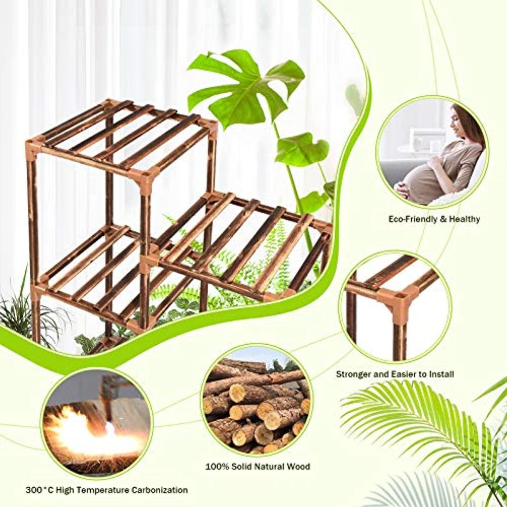CFMOUR plant stand indoor outdoor,cfmour 10 tire tall large wood plant shelf multi tier flower stands,garden shelves wooden plant di