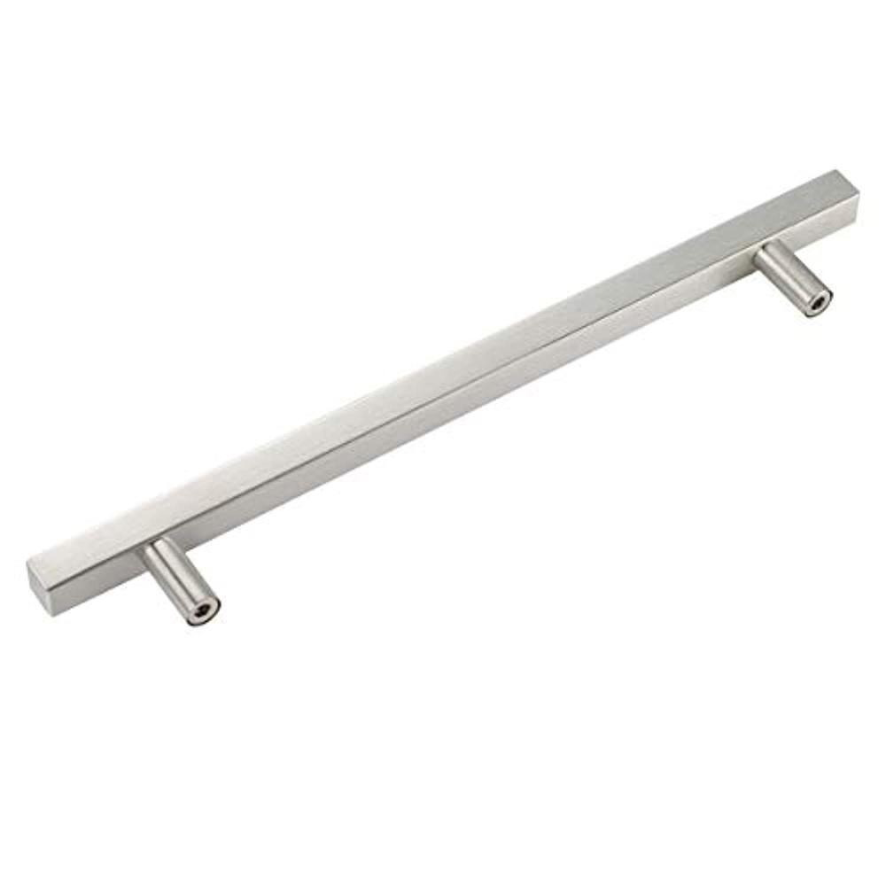 TMC cabinet hardware bar handles:10 inch cabinet handles for furniture hardware, square t bar cabinet pulls in silver hole center