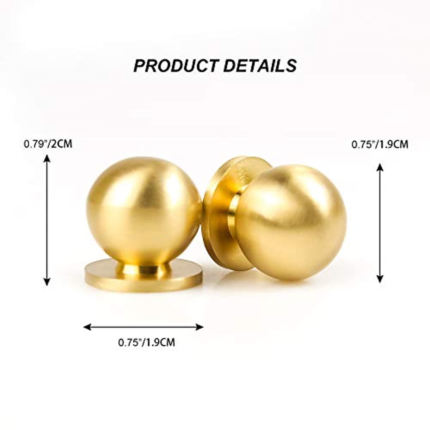rzdeal 4pcs 19mm diameter round solid brass pulls antique cabinet drawer small handles modern minimalist handles knobs (gold)